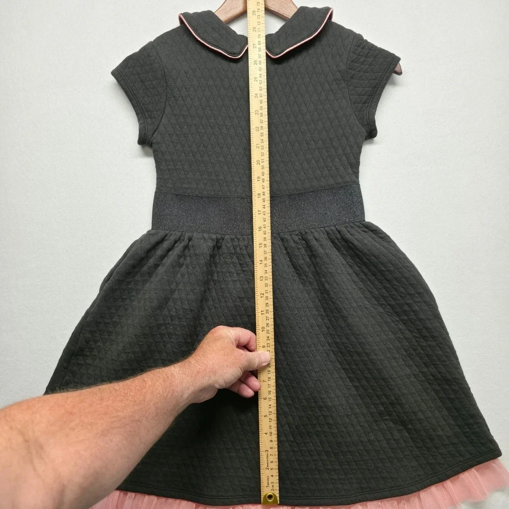 American Girl Pretty Black Quilted Black Poodle Dress Pink Underskirt‎ Size 12